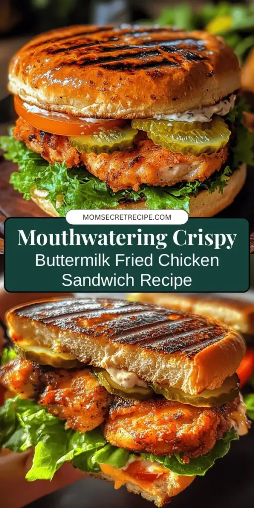 Dive into the mouthwatering world of Crispy Buttermilk Fried Chicken Sandwiches with this easy-to-follow recipe. Experience the perfect combination of juicy, tender chicken coated in a crispy, seasoned crust, all nestled between soft, buttery buns. Add your favorite toppings for a personalized touch and enjoy this comfort food classic at home. Perfect for any occasion! #FriedChicken #ComfortFood #CookingAtHome #Foodie #ChickenSandwich #Buttermilk #RecipeShare