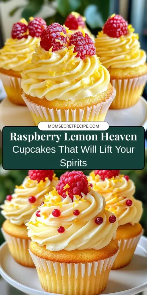 Indulge in the delightful taste of Raspberry Lemon Heaven Cupcakes! These fresh and tangy treats combine ripe raspberries with zesty lemon for a perfect balance of flavors. Ideal for any occasion, these cupcakes are as beautiful as they are delicious, featuring a lemon buttercream frosting that will leave you craving more. Try baking them today and create memorable moments with friends and family! #CupcakeRecipe #BakingJoy #RaspberryLemon #DessertHeaven #HomemadeTreats