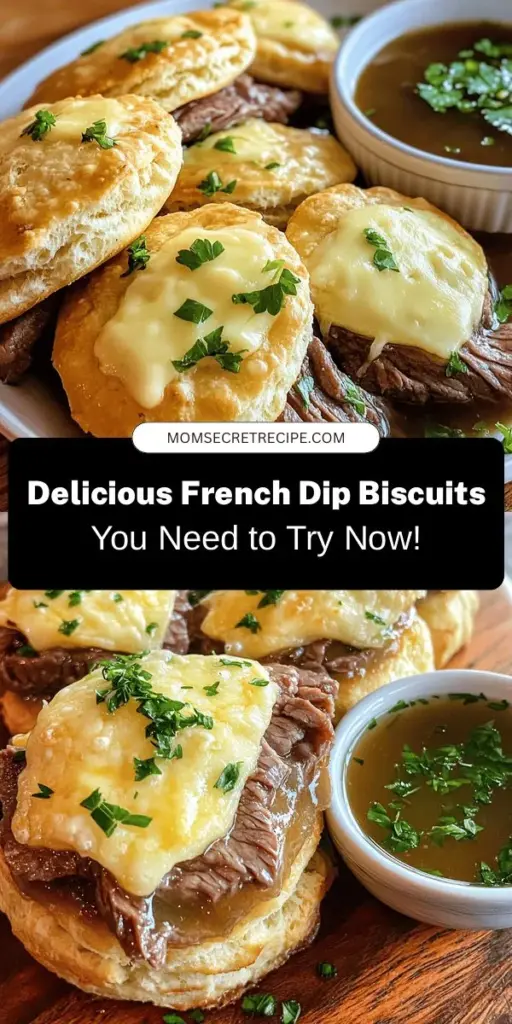 Craving comfort food with a twist? Try making French Dip Biscuits! This delightful fusion combines flaky biscuits with savory roast beef and a rich dipping broth, perfect for dinner or gatherings. Easy to make and delicious to eat, this recipe will impress everyone at the table. Customize with your favorite toppings and enjoy a cozy meal any night of the week! Dive into the flavors and make your own! #FrenchDipBiscuits #ComfortFood #RecipeInspiration #CookingAtHome #BiscuitLovers