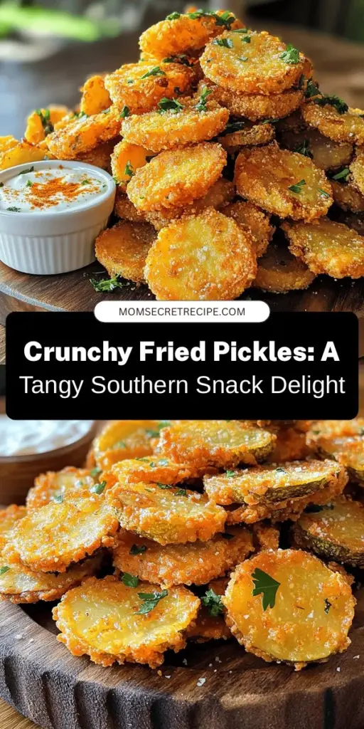 Savor the irresistible crunch of Southern-Style Fried Pickles! These tangy bites are a classic snack perfect for parties or cozy nights in. Easy to make with dill pickles, a crispy flour and cornmeal coating, and your favorite dipping sauce, they promise a delicious flavor that everyone will love. Discover the history and tips to perfect your fried pickles at home today! #FriedPickles #SouthernCooking #SnackIdeas #ComfortFood #Recipe #Foodie