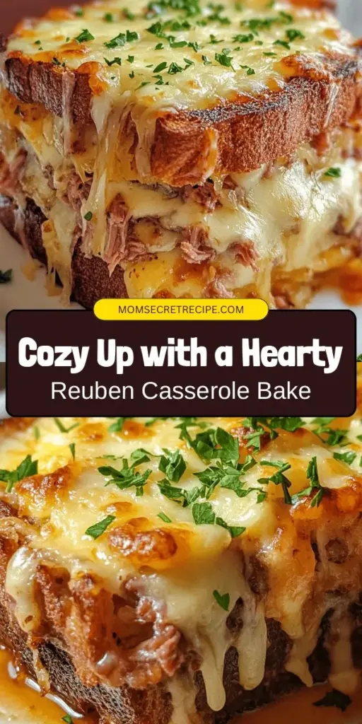 Looking for a comforting recipe with a twist? Try the Reuben Casserole Bake! This hearty dish combines corned beef, tangy sauerkraut, creamy Swiss cheese, and Thousand Island dressing for a warm meal perfect for chilly evenings. Easy to prepare and ideal for family gatherings, it brings the classic flavors of a Reuben sandwich into a delicious casserole. Gather your loved ones and enjoy this delightful dish! #ReubenCasserole #ComfortFood #FamilyDinner #RecipeIdeas #CookingAtHome