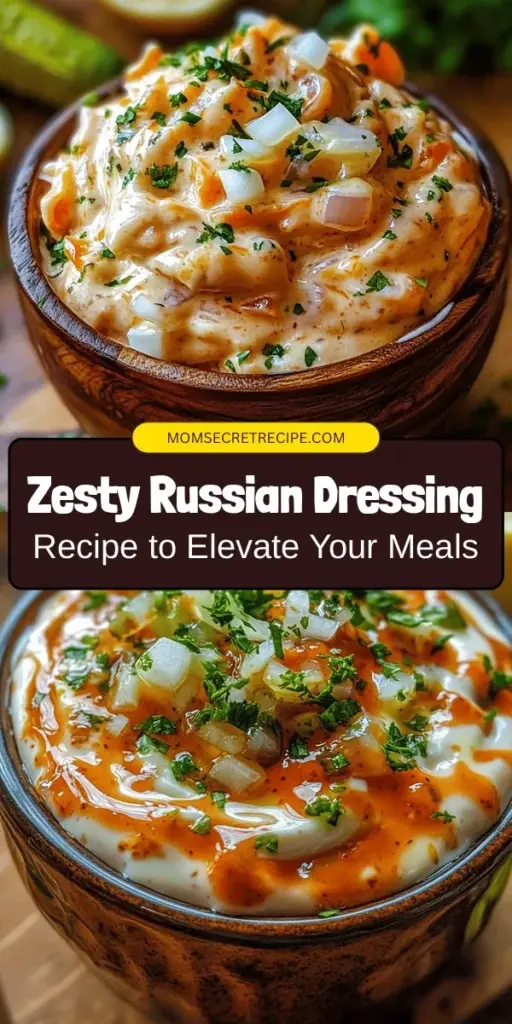 Elevate your meals with this zesty homemade Russian dressing! Perfect for salads, sandwiches, or as a dip, this creamy and tangy condiment is an underrated gem. Discover its rich history and learn how to whip it up in just a few simple steps using common ingredients like mayonnaise, ketchup, and horseradish. Dive into flavor and impress your friends and family with this versatile dressing. #RussianDressing #HomemadeCondiments #EasyRecipes #FlavorfulDressing #CookingTips