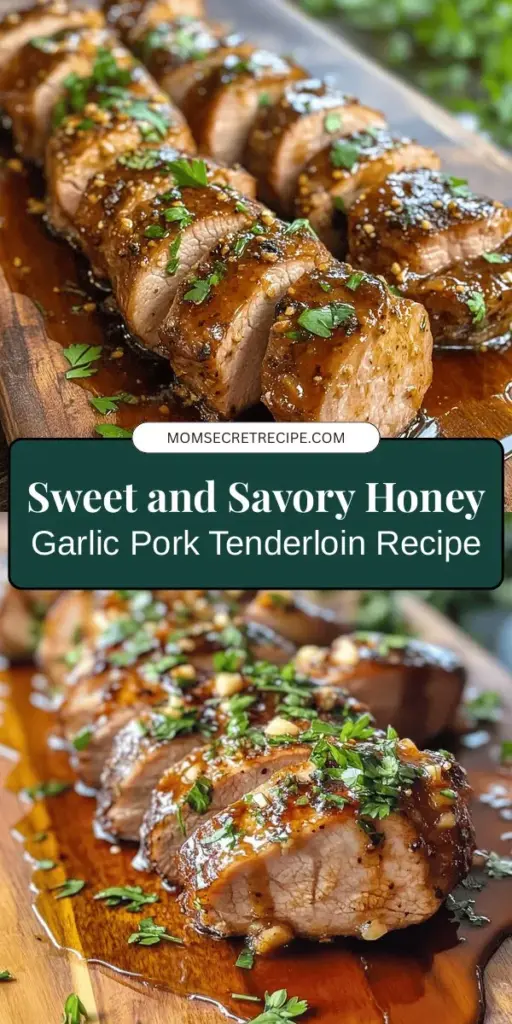 Discover the perfect dish for any occasion with this Honey Garlic Pork Tenderloin recipe! Juicy, tender pork is enhanced by a delicious blend of sweet honey and savory soy sauce, making it a hit for family dinners or special celebrations. Simple to prepare, this meal is both nutritious and flavorful, featuring wholesome ingredients like garlic, ginger, and Dijon mustard. Elevate your cooking game with this delightful recipe! #PorkTenderloin #HoneyGarlic #EasyRecipes #HealthyEating #DinnerIdeas