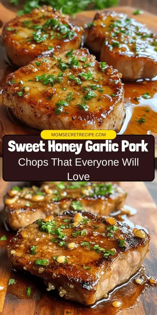 Unlock a world of flavors with Sweet Honey Garlic Pork Chops! This simple yet delicious recipe combines juicy pork chops with a savory-sweet marinade infused with honey, garlic, and ginger. Perfect for family dinners or gatherings, these chops are tender, flavorful, and easy to prepare. Serve alongside vibrant veggies and fluffy rice for a complete meal. Discover your new favorite dinner recipe today! #PorkChops #HoneyGarlic #DinnerIdeas #EasyRecipes #CookingAtHome #Foodie #Yummy