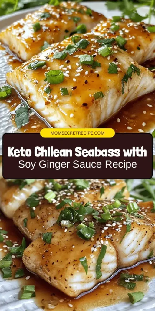 Discover a deliciously healthy meal with our Keto Asian-Inspired Chilean Seabass in Soy Ginger Sauce! This low-carb delight features buttery seabass marinated in a rich soy ginger sauce, enhanced with fresh ginger, garlic, and sesame oil. Perfect for keto followers and seafood lovers alike, this recipe is both flavorful and nutritious. Enjoy a guilt-free culinary experience that’s simple to prepare. Try it today! #KetoRecipes #HealthyEating #SeafoodLove #LowCarbDelight #KetoDiet