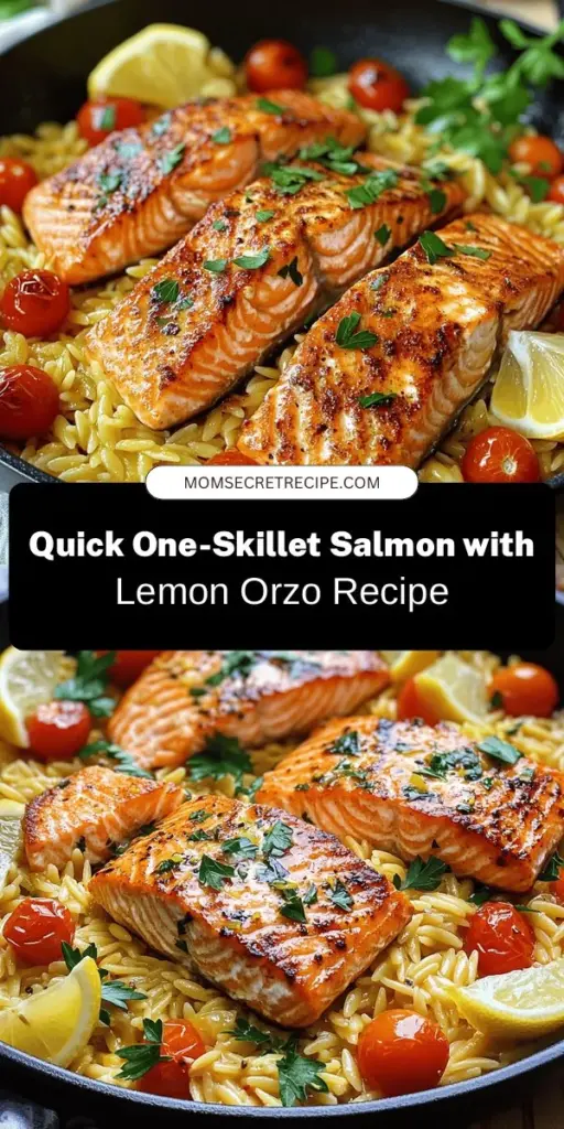 Looking for a quick and delicious meal idea? Try this One Skillet Salmon with Lemon Orzo! Packed with omega-3 fatty acids, vibrant vegetables, and a bright lemon flavor, this dish is perfect for busy weeknights or special occasions. Ready in under 30 minutes, it’s a healthy, flavorful option that everyone will love. Enjoy the convenience of one skillet cooking and treat your taste buds! #SalmonRecipes #OneSkilletMeals #HealthyEating #QuickDinner #LemonOrzo #EasyRecipes