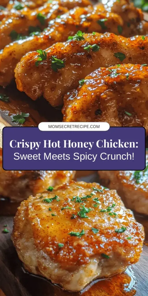 Discover the deliciousness of Crispy Hot Honey Chicken, a perfect blend of sweet and spicy flavors! This recipe features juicy chicken thighs, marinated in buttermilk for tenderness, coated in a crispy mixture, and drizzled with homemade hot honey sauce. Ideal for family dinners or game-day feasts, it promises to impress everyone at the table. Get ready to elevate your comfort food game! #CrispyHotHoneyChicken #HomeCooking #RecipeIdeas #FoodieFavorites #DeliciousRecipes