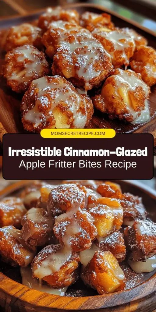 Indulge in the scrumptious world of Cinnamon-Glazed Apple Fritter Bites! These delightful treats combine fresh apples with a sweet, cinnamon glaze, making them perfect for breakfast or dessert. With a crispy exterior and tender apple filling, each bite is pure comfort. Perfect for any occasion, learn how to master this easy recipe, and enjoy the warm, nostalgic flavors of homemade goodness. #AppleFritters #Dessert #Baking #Homemade #ComfortFood #SweetTreats #FallFlavors