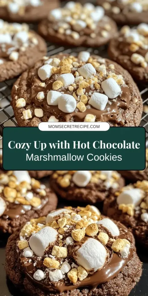 Warm up your winter days with the delightful taste of Hot Chocolate Marshmallow Cookies! This cozy recipe combines the classic flavors of hot chocolate with rich chocolate cookies and gooey marshmallows, making each bite a sweet escape. Perfect for holiday gatherings or a snug night in, these cookies evoke nostalgia and joy. Discover how to create this heartwarming treat! #HotChocolate #CookieRecipe #BakingJoy #WinterTreats #MarshmallowCookies #HomemadeDelights