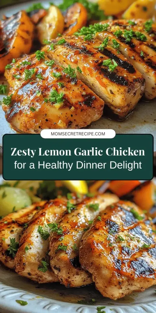 Looking for a quick and healthy dinner option? Try this Zesty Lemon Garlic Grilled Chicken! It's marinated in fresh lemon juice, garlic, olive oil, and herbs, delivering a burst of flavor that's both light and delicious. Perfect for busy weeknights, this dish pairs beautifully with salads, grains, or roasted veggies. Enjoy a nutritious meal that supports your health goals without sacrificing taste! #HealthyEating #GrilledChicken #RecipeIdeas #DinnerInspiration #Foodie