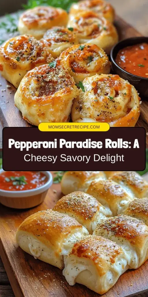 Dive into the delicious world of Pepperoni Paradise Rolls! These scrumptious rolls are packed with pepperoni and gooey mozzarella, making them perfect for any occasion. Follow our easy step-by-step guide to create golden, cheesy treats that everyone will love. Ideal for parties, game nights, or just a cozy snack, these rolls are a celebration of comfort food. Get baking and bring joy to the table! #Baking #PepperoniRolls #ComfortFood #Snacks #CheesyGoodness