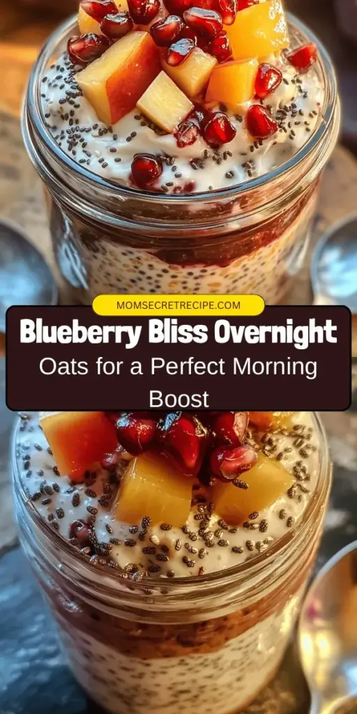 Start your day with a nutritious boost by trying this easy Blueberry Bliss Overnight Oats with Pomegranate Punch and Plum Jam recipe! Perfect for busy mornings, these oats are packed with fiber, antioxidants, and protein from rolled oats, Greek yogurt, and chia seeds. Customize with your favorite fruits and nut butters for added flavor. Enjoy a deliciously creamy breakfast that's ready when you are! #OvernightOats #HealthyBreakfast #MealPrep #BlueberryOats #NutritiousFood #YummyEats #HealthyRecipes