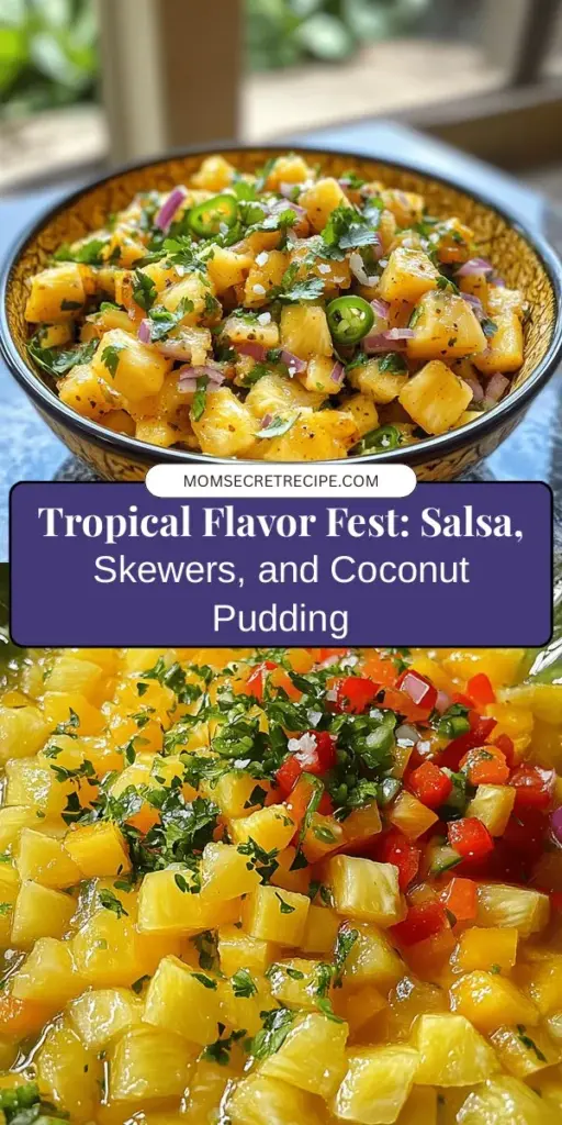 Embark on a tropical culinary adventure with three delightful recipes: Tropical Pineapple Salsa, Aloha BBQ Chicken Skewers, and Coconut Pudding with Mango Glaze. Each dish is bursting with vibrant flavors from fresh ingredients, perfect for any gathering. Experience the essence of tropical cuisine with every bite! Ideal for summer barbecues or casual family meals. Dive in for a taste of paradise! #TropicalCuisine #PineappleSalsa #BBQChicken #CoconutPudding #MangoGlaze #SummerRecipes