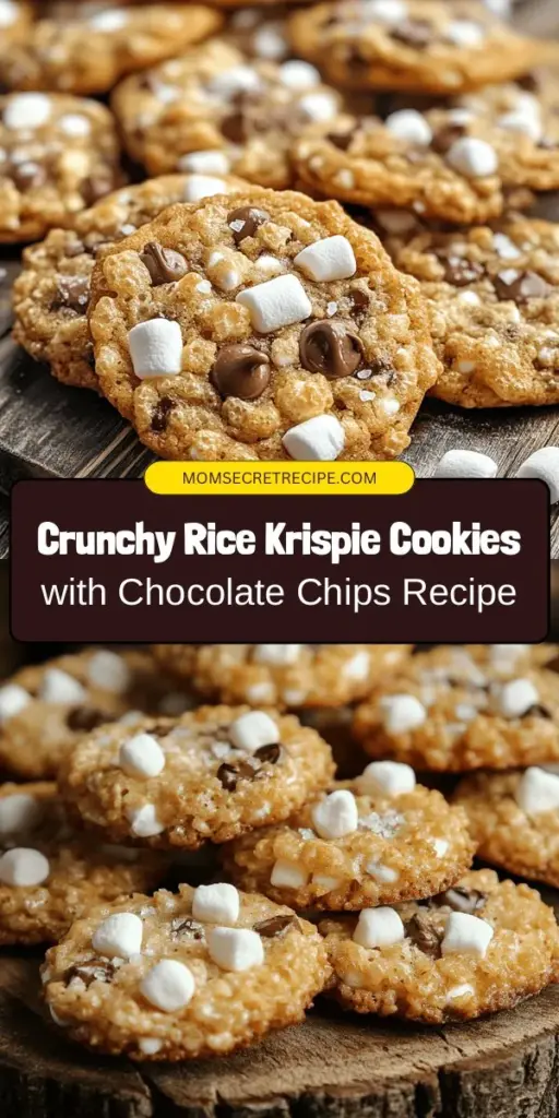 Discover the joy of baking with these Crunchy Delight Rice Krispie Cookies featuring rich chocolate chips! This delightful recipe combines the nostalgic crunch of Rice Krispies with the softness of cookie dough for a unique treat that everyone will love. Perfect for any occasion, these cookies are customizable with optional ingredients like mini marshmallows or nuts. Follow our detailed guide to bake the perfect batch and savor every crunchy bite! #RiceKrispieCookies #BakingDelight #CookieRecipe