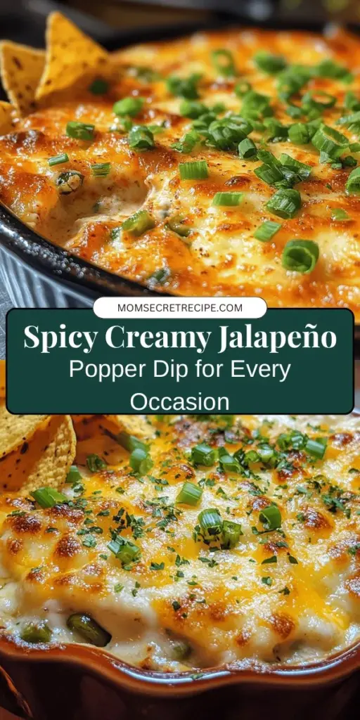 Get ready to impress with this Spicy Creamy Jalapeño Popper Dip! This delicious appetizer combines the rich creaminess of cheeses, the heat of jalapeños, and a blend of spices, making it a perfect addition to any gathering. Serve it with tortilla chips, fresh veggies, or bread for a delightful snack. Quick and easy to prepare, this dip is sure to be the hit of your next party! #JalapenoDip #Appetizers #PartyFood #ComfortFood #HomeCooking #Dips #CheeseLovers #SpicyRecipes