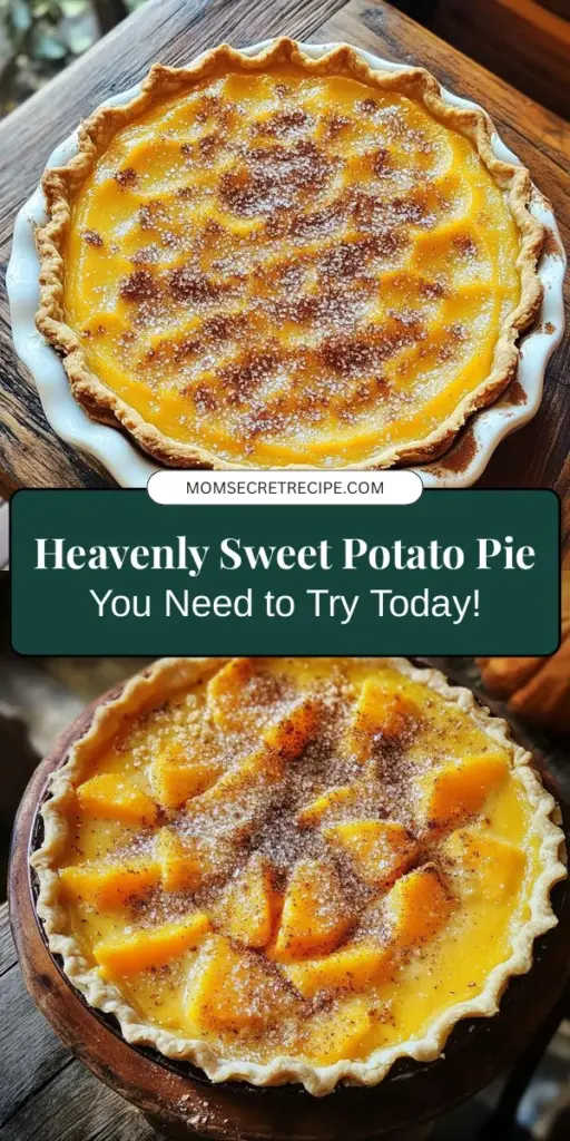 Discover the warmth and nostalgia of homemade sweet potato pie with this delightful recipe. Perfect for any occasion, this classic Southern dessert features a rich filling of sweet potatoes, spices, and a flaky crust. Learn about the nutritional benefits of sweet potatoes and get step-by-step instructions for creating this comforting treat from scratch. Impress your family and friends with a slice of heaven! #SweetPotatoPie #HomemadeDesserts #ComfortFood #Baking #SouthernCuisine #ThanksgivingTreats