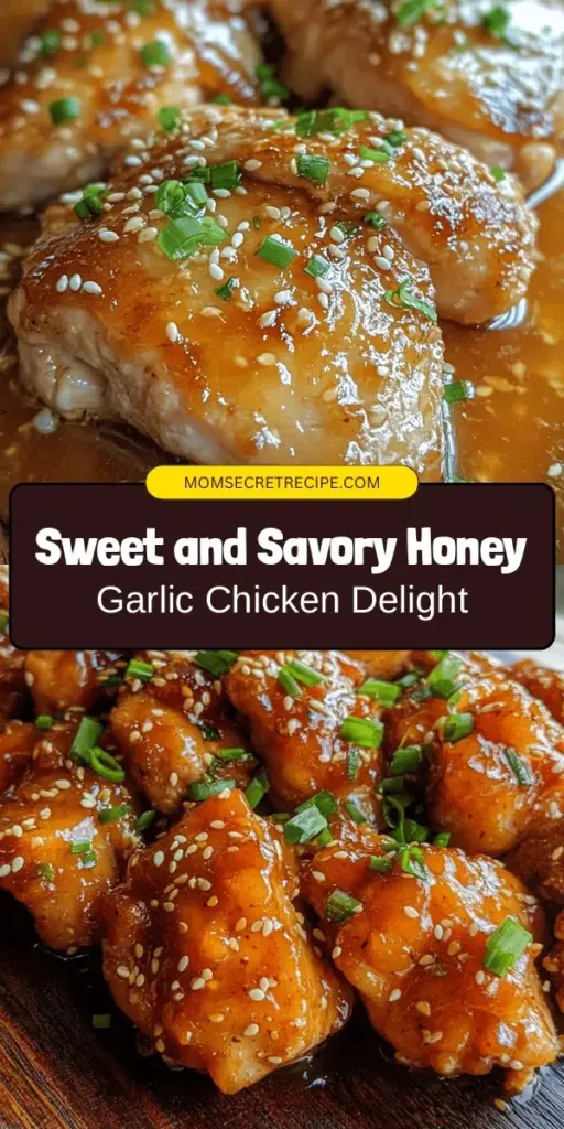 Discover the perfect blend of sweet and savory with this delicious Honey Garlic Chicken recipe! It's easy to prepare and perfect for busy weeknights or impressing guests. Marinated in a flavorful mix of honey, garlic, and soy sauce, the dish is tender, juicy, and full of vibrant flavors. Serve it with rice or veggies for a complete meal your family will love. Dive into this culinary delight today! #HoneyGarlicChicken #EasyRecipes #WeeknightDinner #Savory #ComfortFood #CookingAtHome