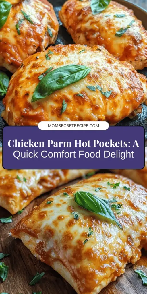 Discover the ultimate comfort food with Chicken Parm Hot Pockets! This easy recipe combines the classic flavors of chicken parmesan in a portable, hand-held snack perfect for busy families. Learn how to make these delicious pockets filled with juicy chicken, melted cheese, and marinara sauce. Whether you're in need of a quick dinner or a satisfying snack, these hot pockets are sure to please. Get creative with fillings and enjoy homemade goodness! #ChickenParmesan #HotPockets #ComfortFood #EasyRecipes #HandheldMeals #FamilyFriendly #CookingAtHome #Foodie