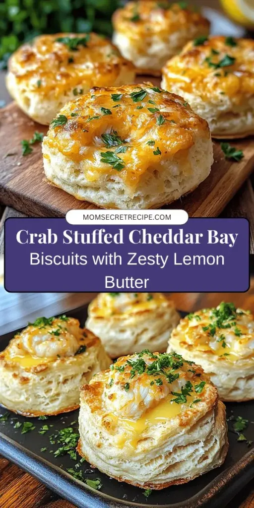 Indulge in the irresistible flavors of Crab Stuffed Cheddar Bay Biscuits with Lemon Butter! This gourmet recipe elevates classic southern biscuits with a luscious crab filling, sharp cheddar, and a zesty butter sauce. Perfect as an appetizer or side dish, they're sure to impress. Easy to prepare at home, this dish balances comfort and elegance in every bite! Discover how to make your own today! #Seafood #Biscuits #ComfortFood #CrabStuffedBiscuits #CookingFun #Foodie