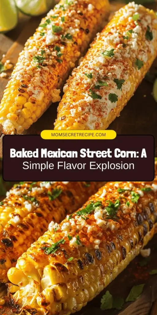 Savor the flavors of Mexico with this delicious Baked Mexican Street Corn recipe! Perfect for gatherings or cozy dinners, this dish brings the street food experience right to your kitchen. Enjoy creamy and cheesy goodness topped with Cotija cheese, spices, and a zesty lime squeeze. Easy to prepare and loaded with flavor, it’s bound to impress! Try it out and elevate your culinary game! #MexicanFood #Elote #BakedCorn #ComfortFood #StreetFood #RecipeIdeas #FoodLovers