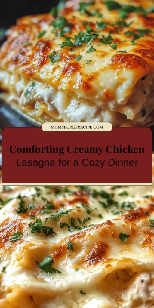 Indulge in the comforting goodness of Creamy Chicken Lasagna Delight, a perfect blend of tender chicken, creamy sauce, and gooey cheese. This versatile dish is ideal for any occasion, from family dinners to potlucks, and can easily be customized with your favorite vegetables and cheeses. Bring warmth to your table with every delicious layer! Get the recipe now and elevate your comfort food game! #ChickenLasagna #ComfortFood #CookingAtHome #EasyRecipes #HomemadeMeals