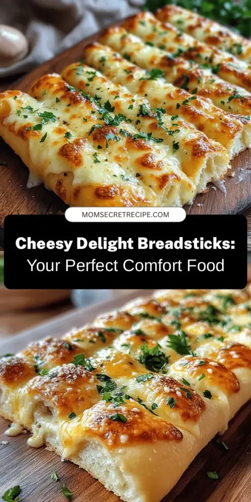 Indulge in the cozy goodness of Cheesy Delight Breadsticks, a delightful recipe that elevates simple bread with melted mozzarella and savory herbs. Perfect as a side, snack, or appetizer, these breadsticks are sure to impress at any gathering. With easy-to-follow steps, homemade breadsticks bring warmth and satisfaction to your kitchen. Try this comforting treat and share it with loved ones! #Breadsticks #Homemade #CheesyDelight #ComfortFood #BakingRecipes