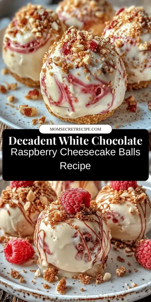 Treat yourself to these delightful white chocolate raspberry cheesecake balls that combine creamy cheesecake with a burst of tart raspberries, all wrapped in smooth white chocolate. Perfect for parties or a sweet indulgence, these bite-sized desserts are easy to make ahead and sure to impress! Explore the step-by-step guide, tips for perfect flavor balance, and serving suggestions in the full recipe. #DessertRecipe #CheesecakeBalls #SweetTreats #Baking #Foodie #TreatYourself