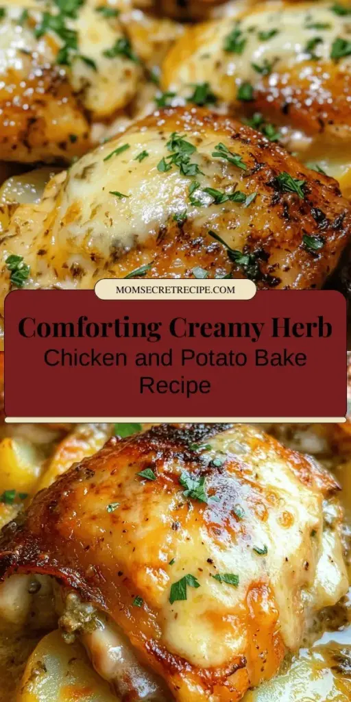 Indulge in the heartwarming flavors of Creamy Herb Chicken and Potato Bake—perfect for cozy dinners or special gatherings. This easy recipe features succulent chicken thighs and tender potatoes enveloped in a luscious herb-infused cream sauce. A few ingredients create a dish that's nutritious, comforting, and sure to impress. Serve it with a light salad or crusty bread for a complete meal. Try it today! #ComfortFood #ChickenRecipes #EasyDinner #HomeCooking #Foodie #RecipeIdeas