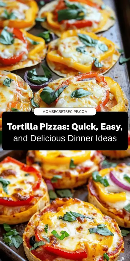 Discover the delicious and quick world of tortilla pizzas! This innovative twist on classic pizza combines crispy tortillas with your favorite toppings for a meal ready in just 25 minutes. Perfect for busy weeknights, gatherings, or even a fun cooking project with the kids, tortilla pizzas are easily customizable to suit any taste or dietary preference. Try them with fresh veggies, savory meats, or unique sauces for a flavor-packed experience. #TortillaPizzas #QuickMeals #EasyRecipes #PizzaNight #FamilyDinner #FoodieFun