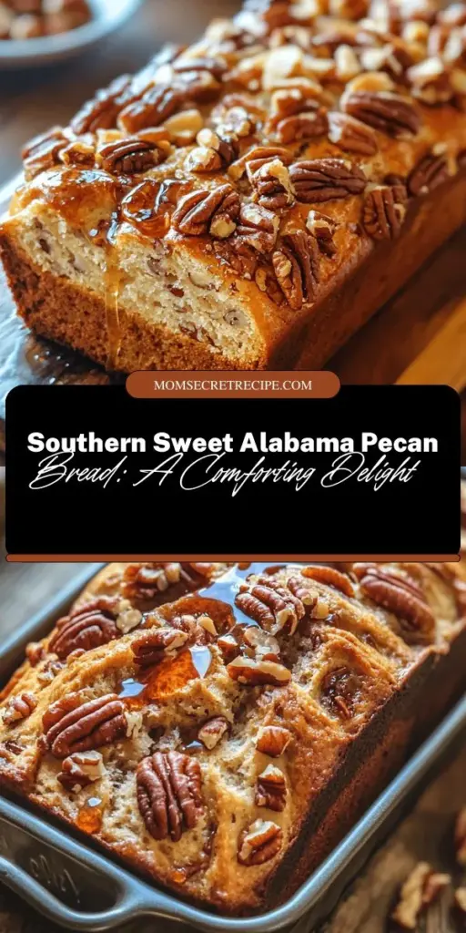 Discover the warmth of Southern baking with Sweet Alabama Pecan Bread! This delicious recipe blends rich flavors of buttery pecans, brown sugar, and spices, creating a comforting treat perfect for breakfast or dessert. Cherished in countless Southern homes, this moist bread will evoke memories of family gatherings and traditions. Enjoy it plain, with butter, or topped with cream cheese. Give it a try today and taste the essence of comfort food! #SouthernBaking #PecanBread #ComfortFood #HomemadeDelight #BakingRecipes #AlabamaPecan #Pecans #SweetTreats